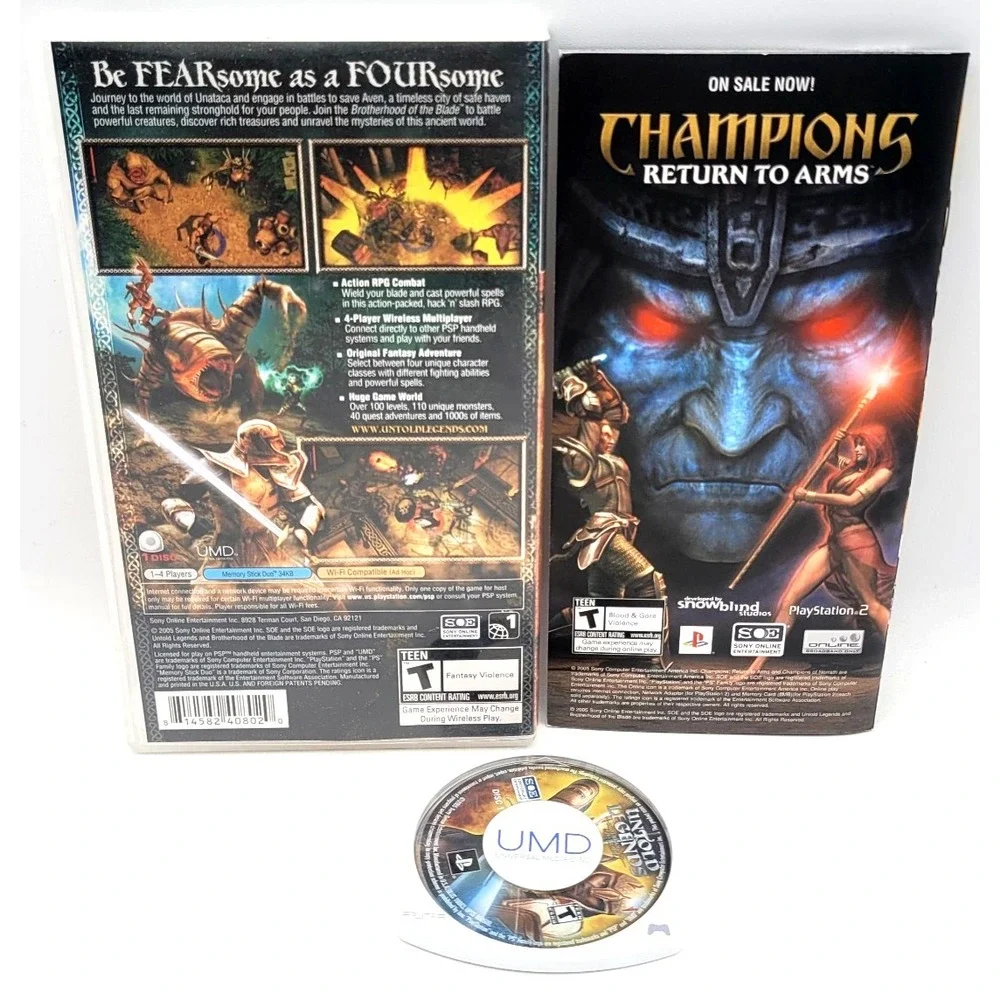 Untold Legends: Brotherhood of the Blade‎ Sony PSP CIB COMPLETE IN BOX